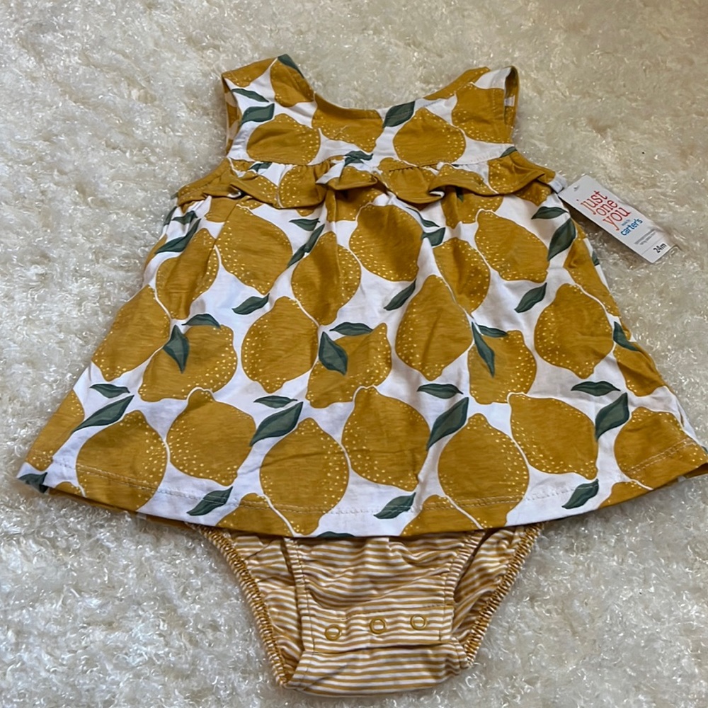 Just one you by Carters baby girls lemon dress. Size 24 months.